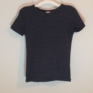Black shirt with white stripes